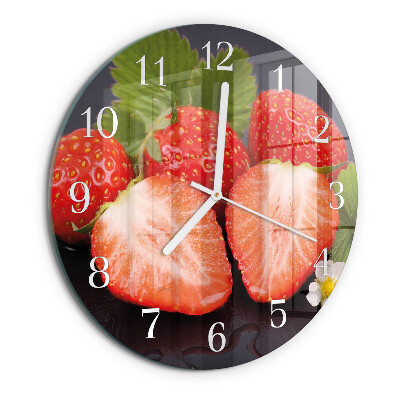 Glas wanduhr Erdbeeren