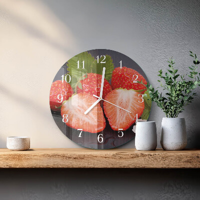 Glas wanduhr Erdbeeren