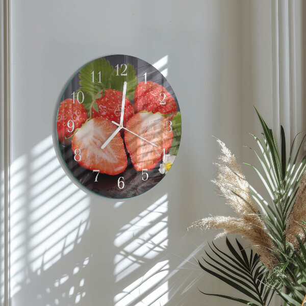 Glas wanduhr Erdbeeren