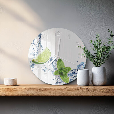 Glas wanduhr Minze mit Limette