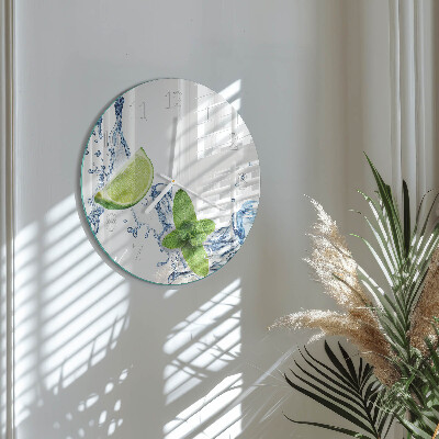 Glas wanduhr Minze mit Limette