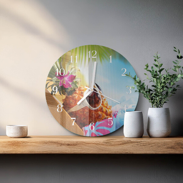 Glas wanduhr Ananas