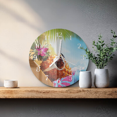 Glas wanduhr Ananas