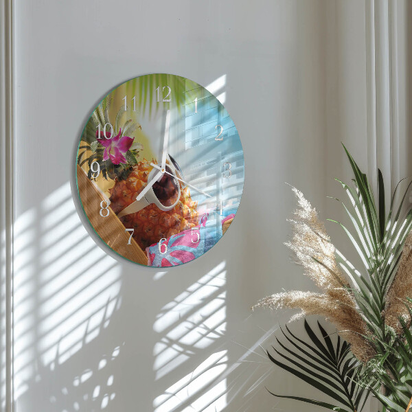 Glas wanduhr Ananas