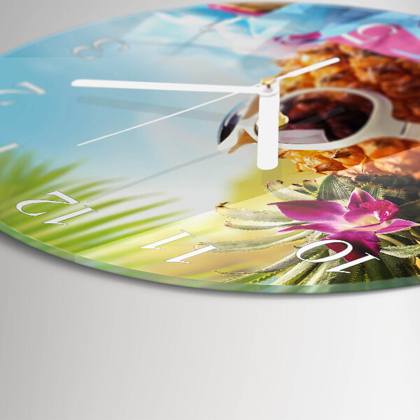 Glas wanduhr Ananas