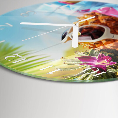 Glas wanduhr Ananas