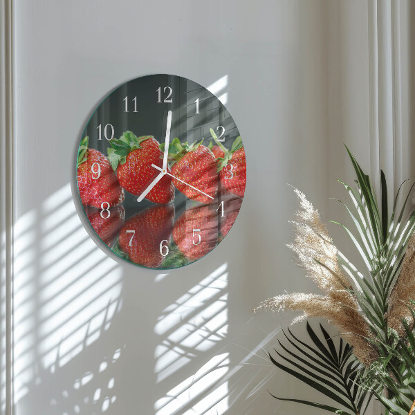 Glas wanduhr Erdbeeren