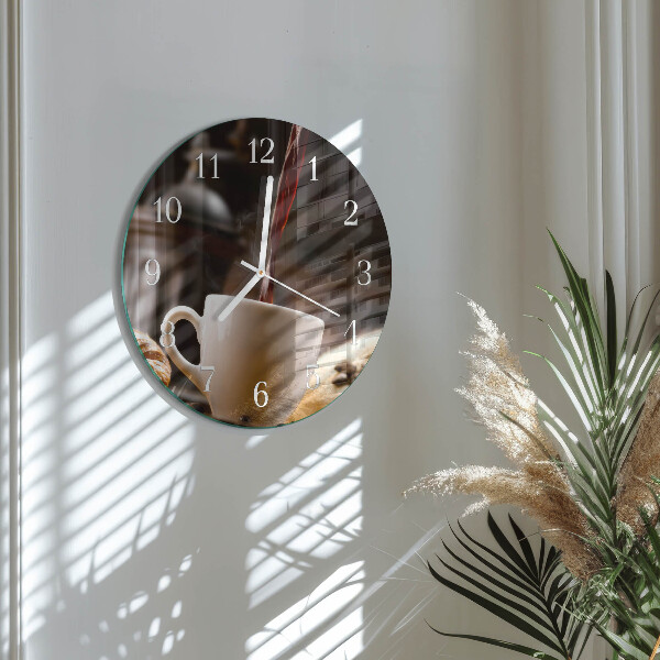 Glas wanduhr Kaffee