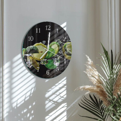 Glas wanduhr Zitrone und Limette