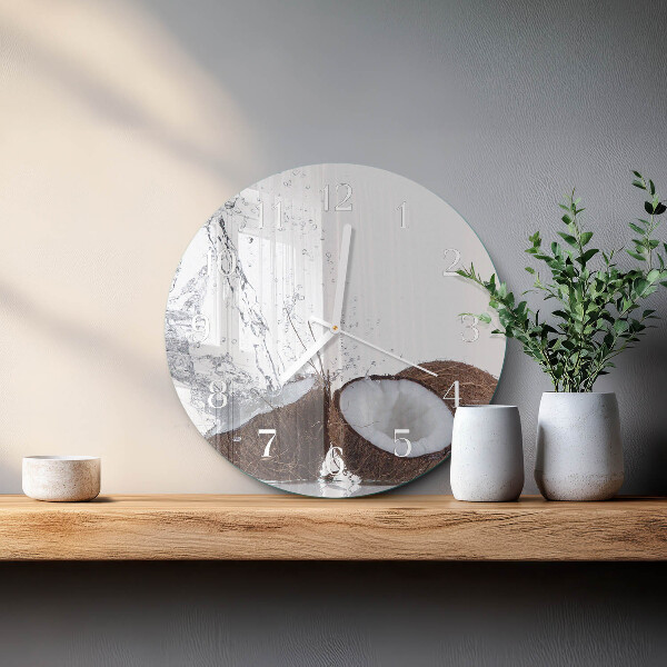 Glas wanduhr Kokosnüsse