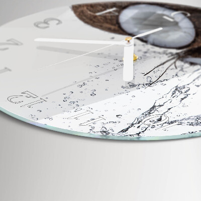 Glas wanduhr Kokosnüsse