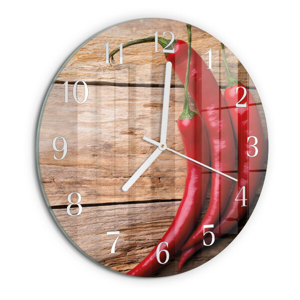 Glas wanduhr Chilischoten