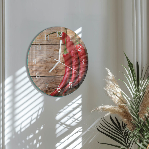 Glas wanduhr Chilischoten
