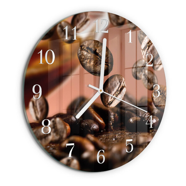 Glas wanduhr Kaffeebohnen