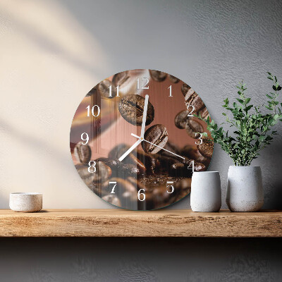 Glas wanduhr Kaffeebohnen