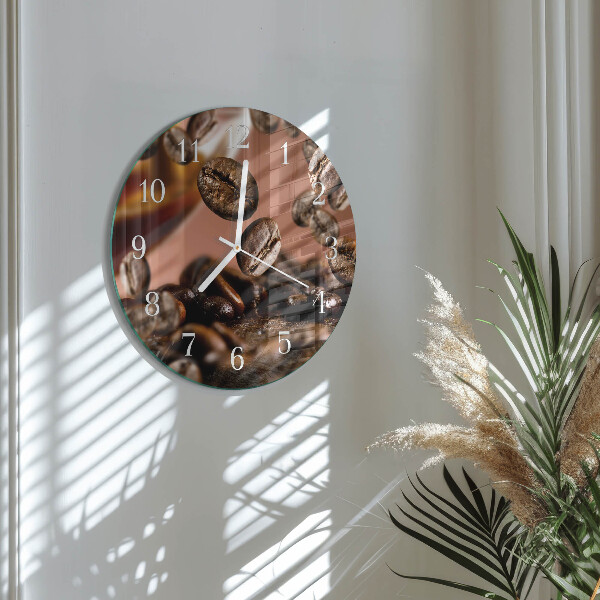 Glas wanduhr Kaffeebohnen