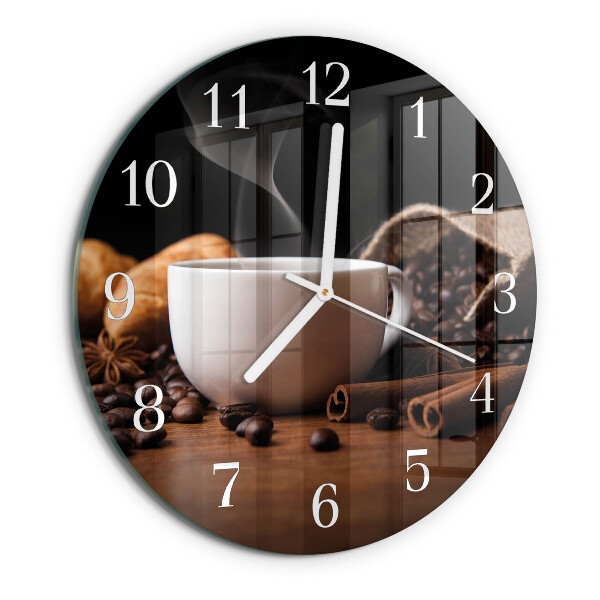 Glas wanduhr Kaffee