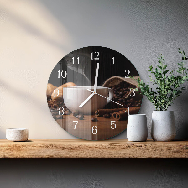 Glas wanduhr Kaffee