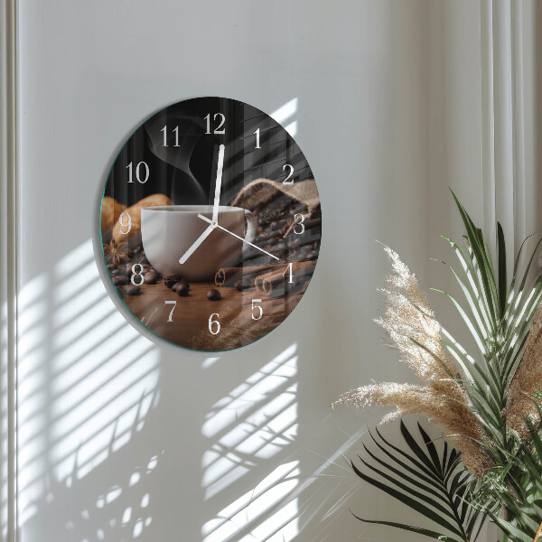 Glas wanduhr Kaffee