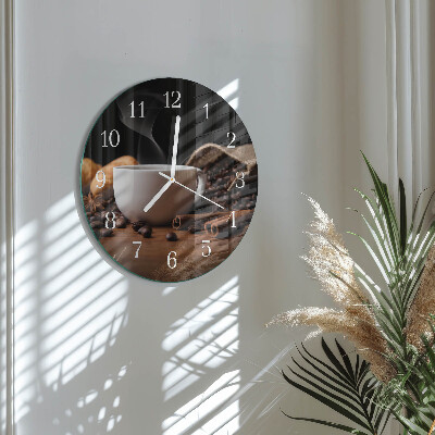 Glas wanduhr Kaffee