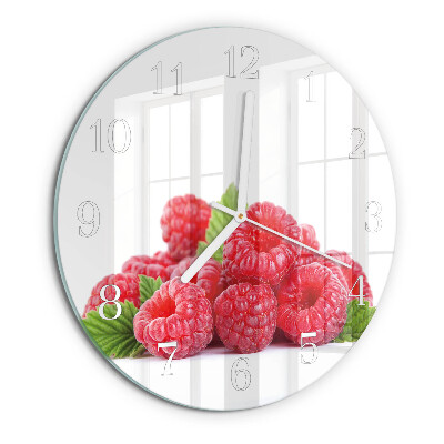 Glas wanduhr Himbeeren