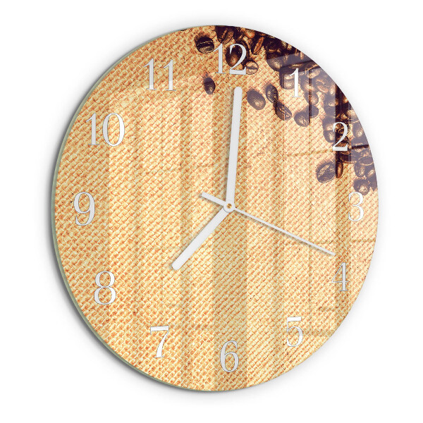 Glas wanduhr Kaffeebohnen