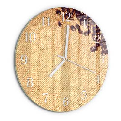 Glas wanduhr Kaffeebohnen