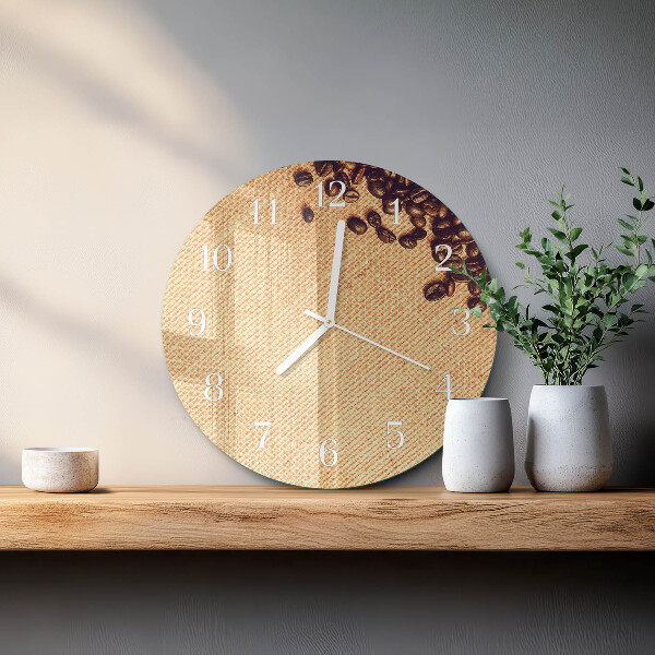 Glas wanduhr Kaffeebohnen