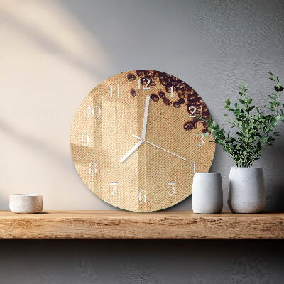 Glas wanduhr Kaffeebohnen