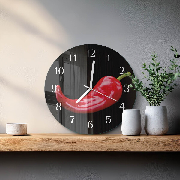 Glas wanduhr Chilischoten
