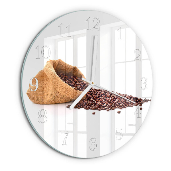 Glas wanduhr Kaffeebohnen