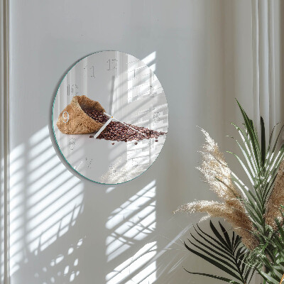 Glas wanduhr Kaffeebohnen