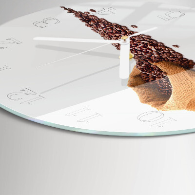 Glas wanduhr Kaffeebohnen