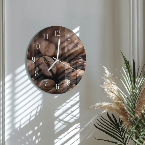 Glas wanduhr Kaffeebohnen