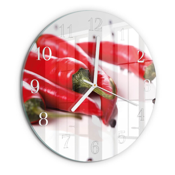Glas wanduhr Chilischoten