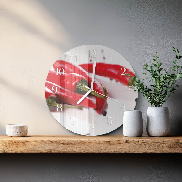 Glas wanduhr Chilischoten