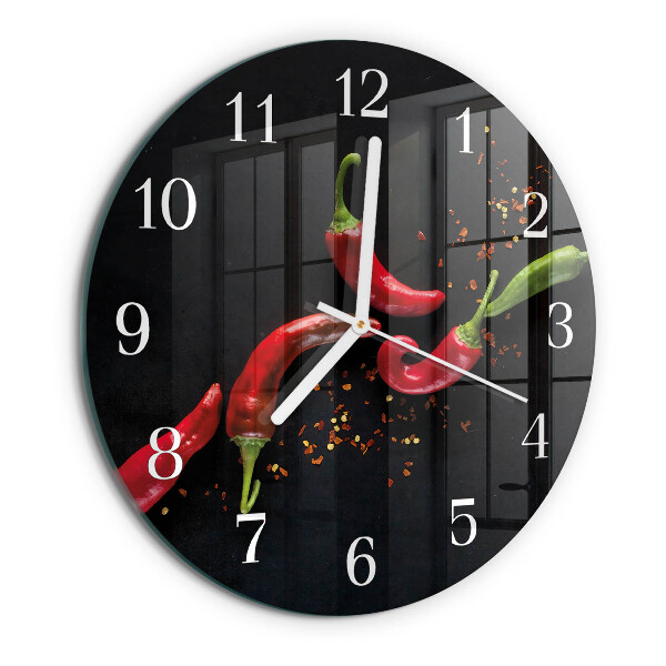 Glas wanduhr Chilischoten