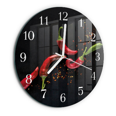 Glas wanduhr Chilischoten
