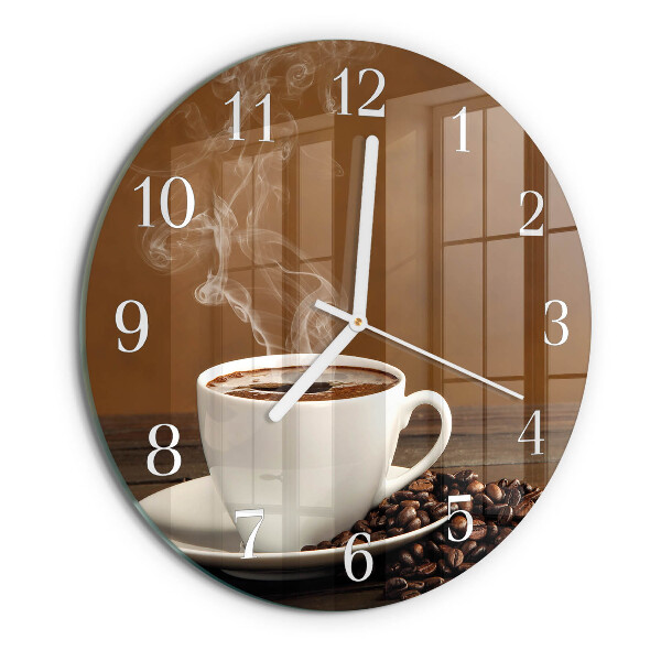 Glas wanduhr Kaffee