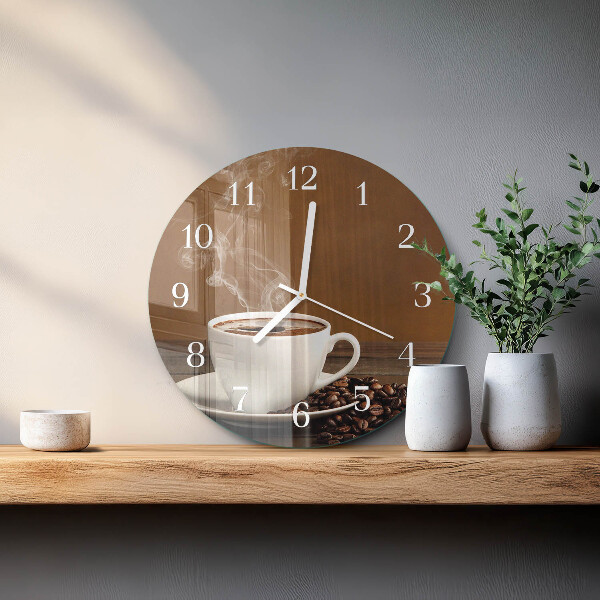 Glas wanduhr Kaffee