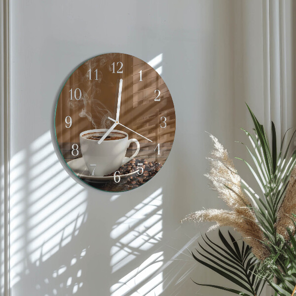 Glas wanduhr Kaffee
