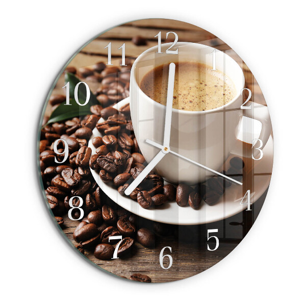 Glas wanduhr Kaffee