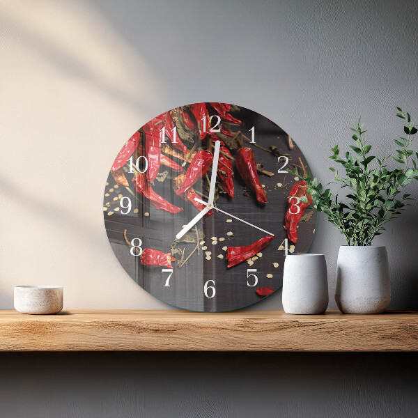 Glas wanduhr Chilischoten