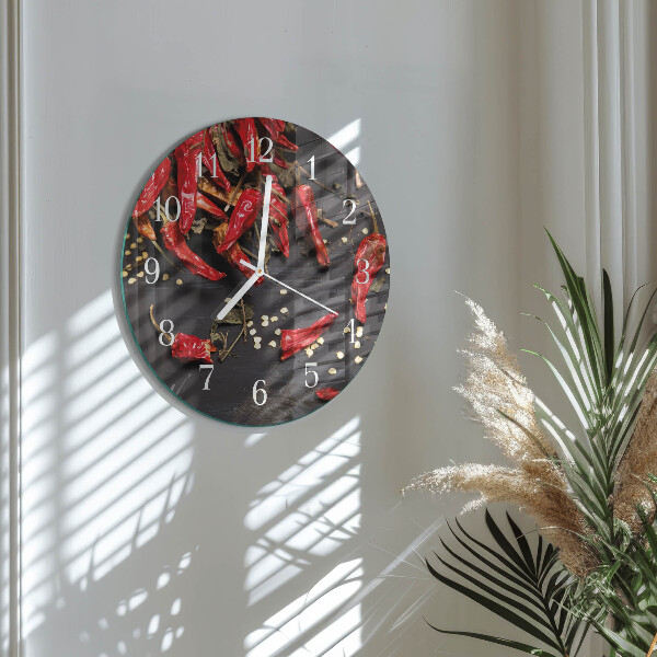 Glas wanduhr Chilischoten