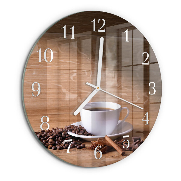 Glas wanduhr Kaffee