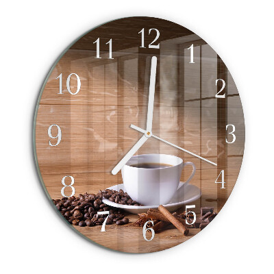 Glas wanduhr Kaffee