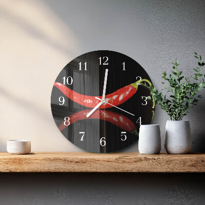 Glas wanduhr Chilischoten
