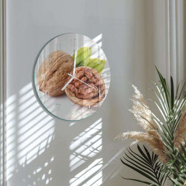 Glas wanduhr Nuss