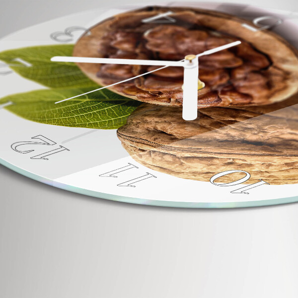 Glas wanduhr Nuss