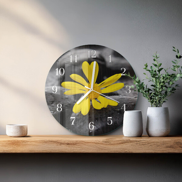 Glas wanduhr Blume